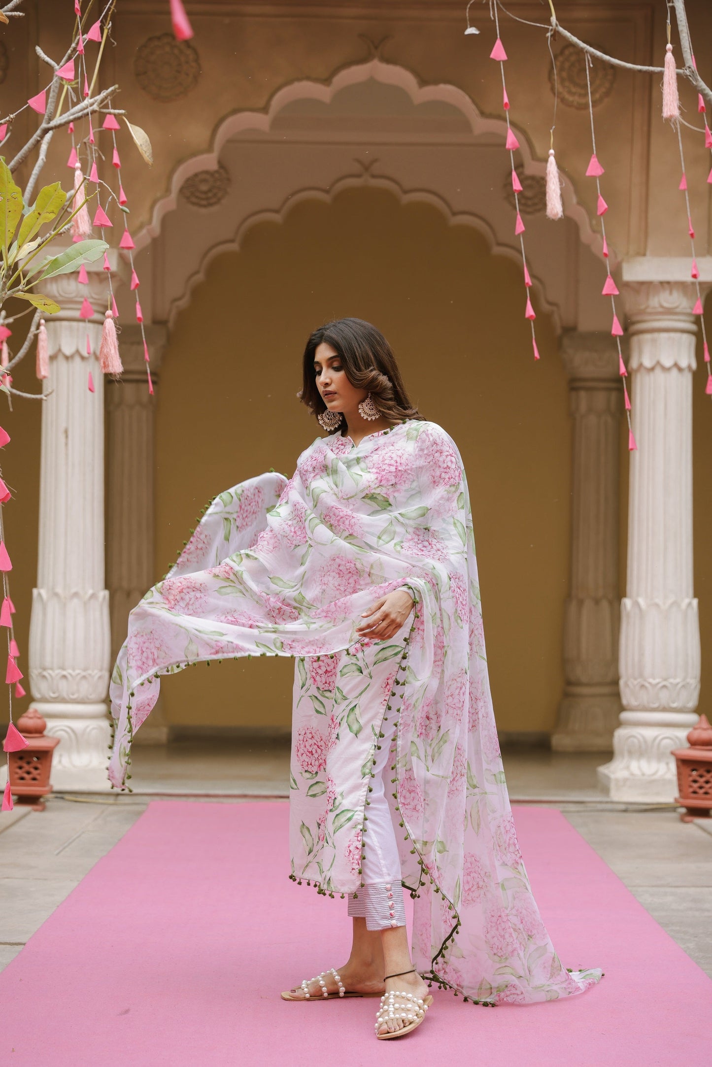 Pearl White Boota Suit Set
