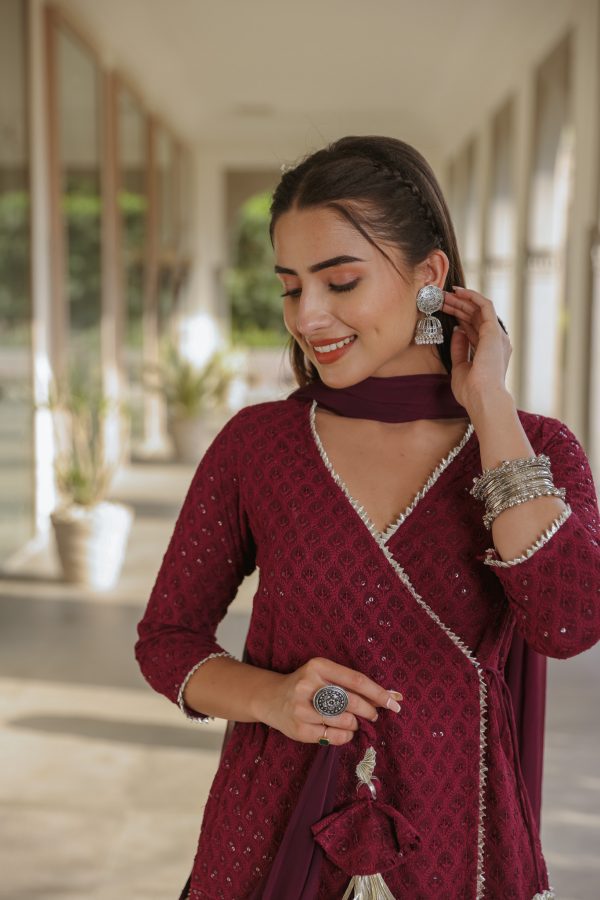 Sangria Embroidered Sharara Set
