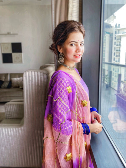 Purple Pink Gotta Pati Anarkali suit