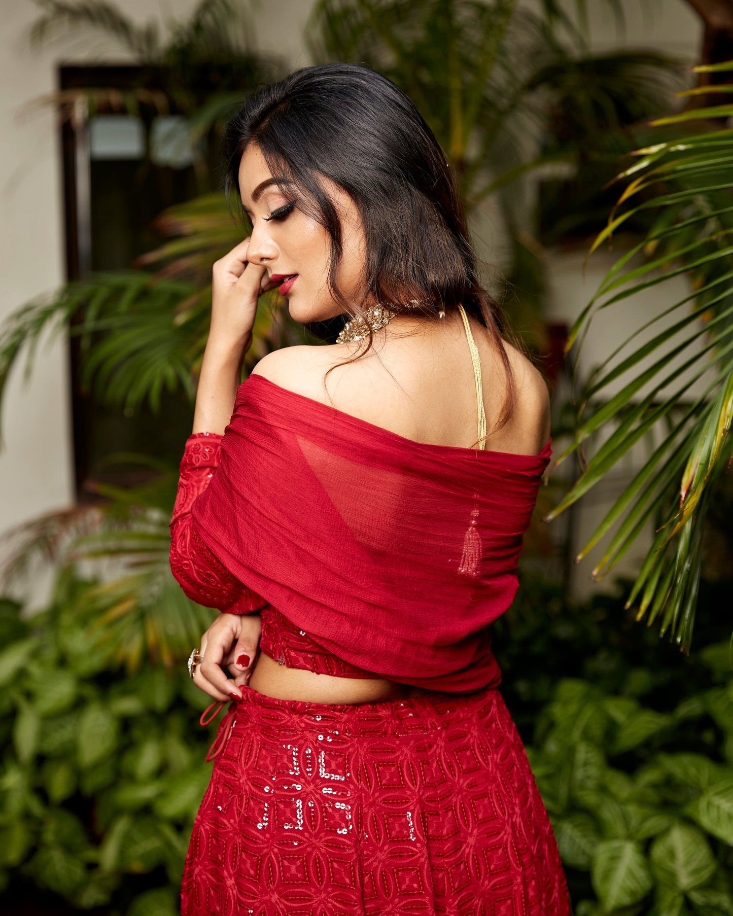 Maroon Sequence Lehenga Set