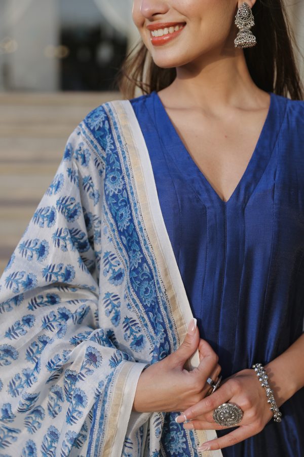 Royal Blue Chanderi Suit Set