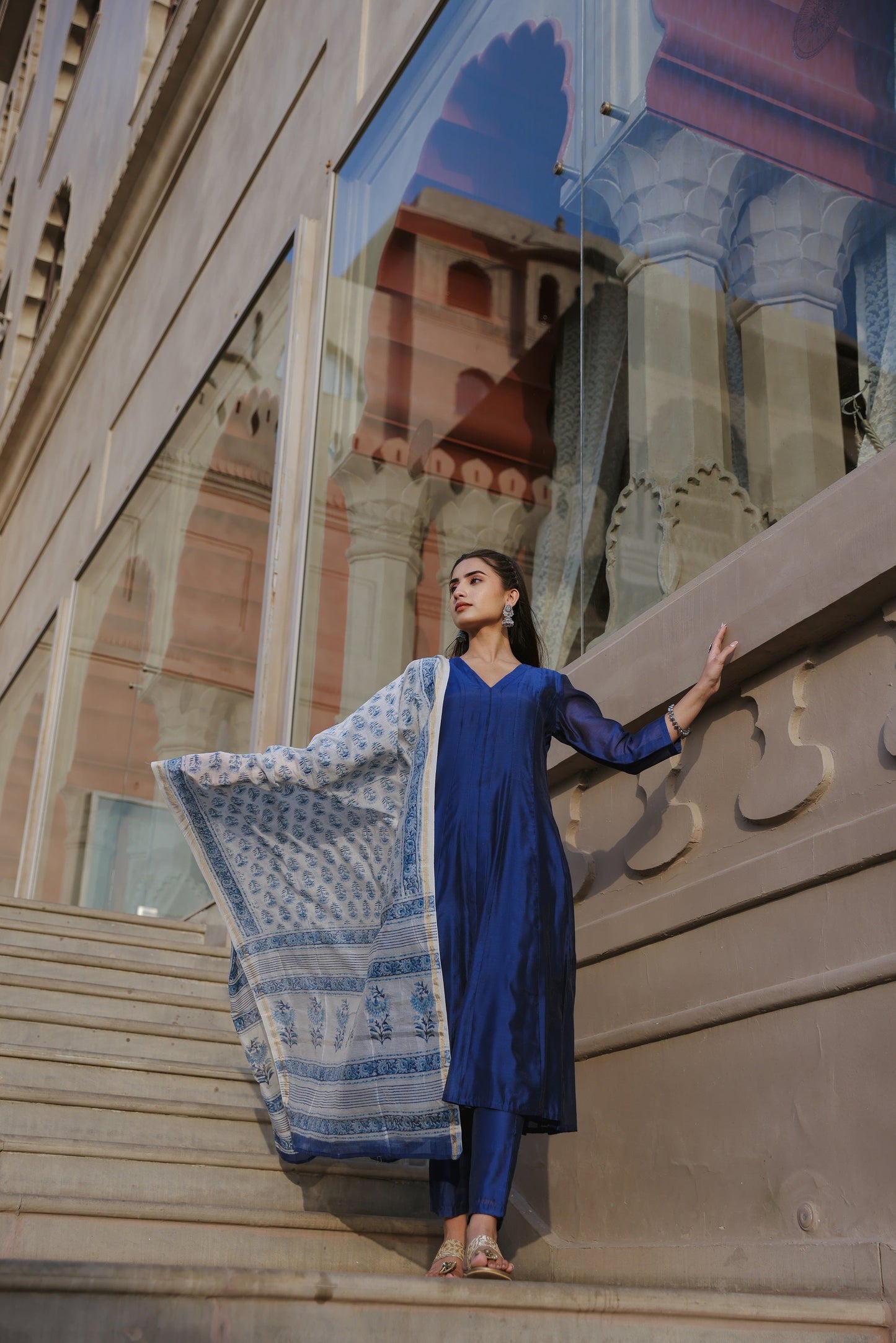 Royal Blue Chanderi Suit Set