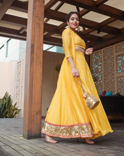 Turmeric yellow lehenga with Jacket