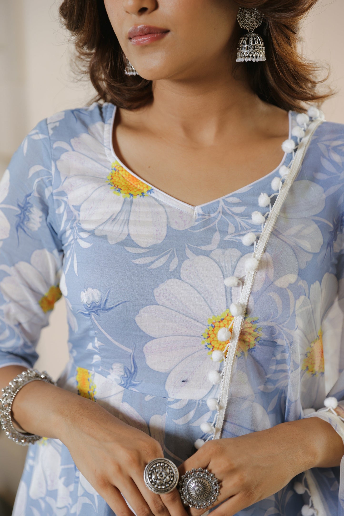 Sky Blue Floral Suit Set