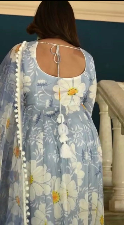 Sky Blue Floral Suit Set