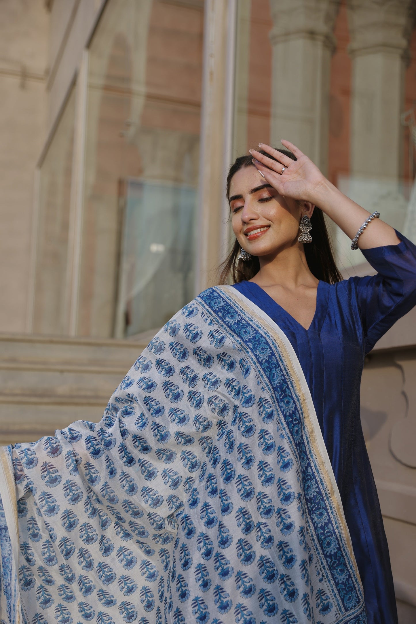 Royal Blue Chanderi Suit Set