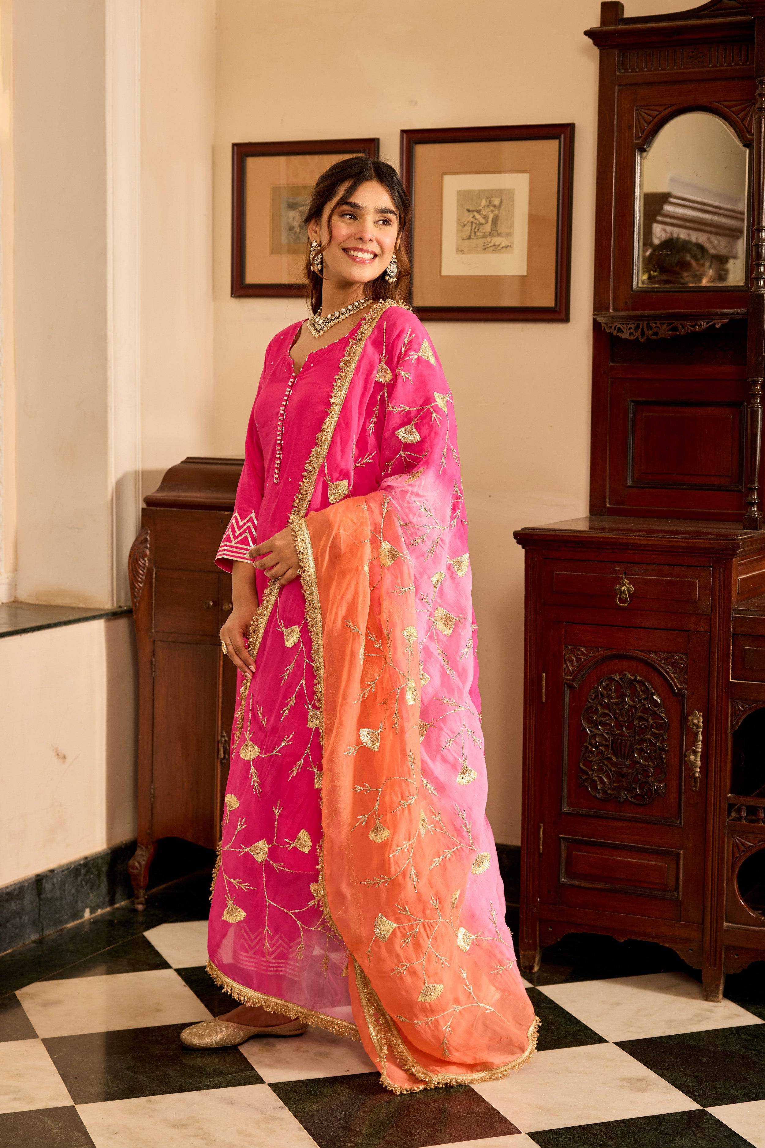 Dark Pink Straight Kurta Set