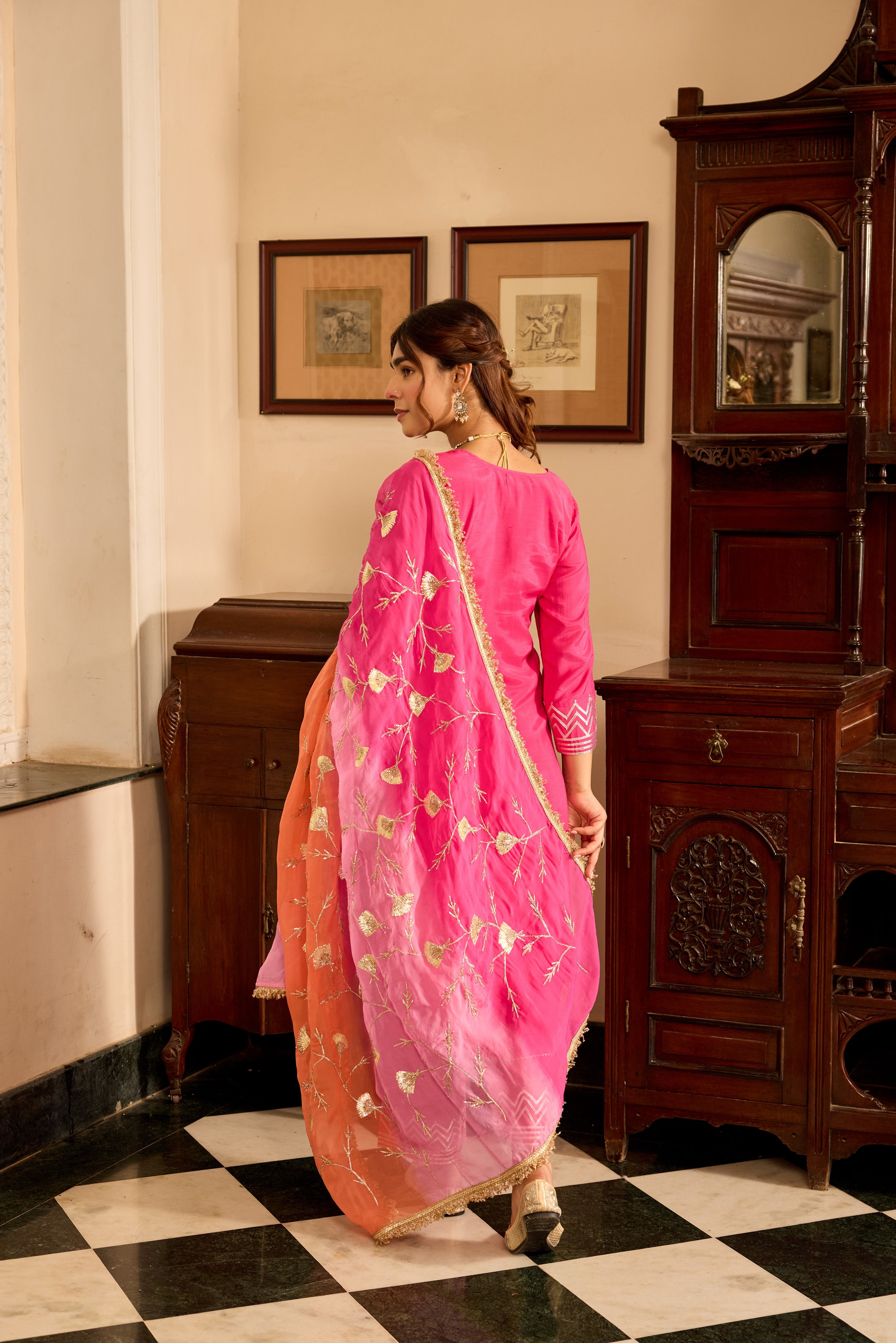Dark Pink Straight Kurta Set