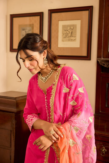 Dark Pink Straight Kurta Set