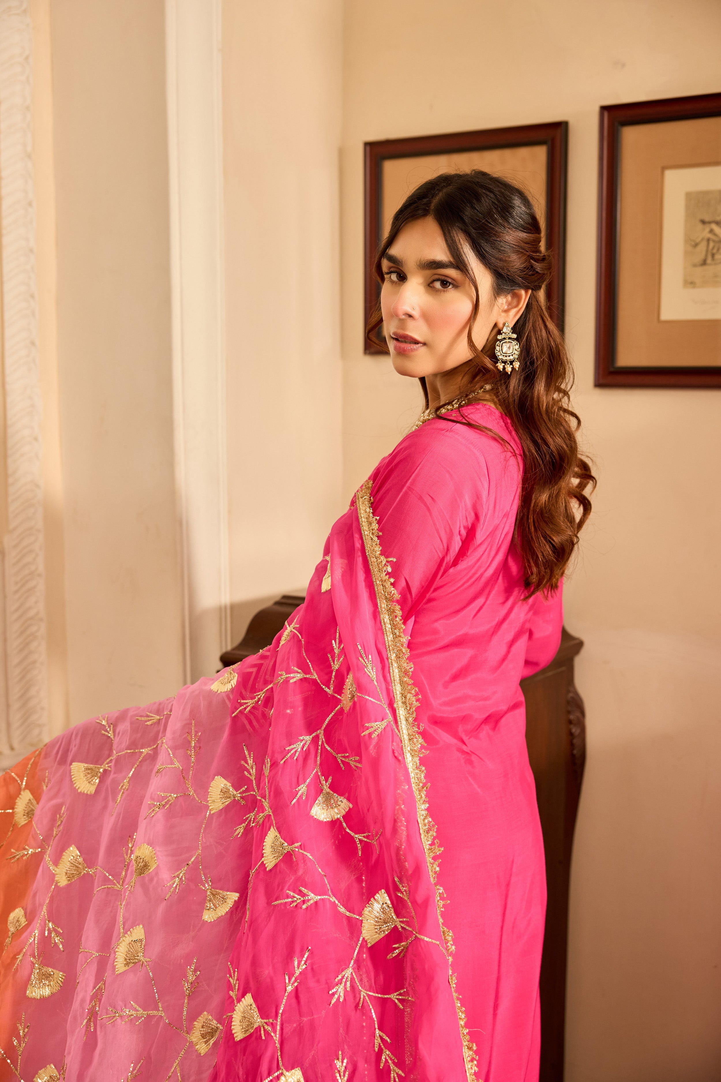 Dark Pink Straight Kurta Set