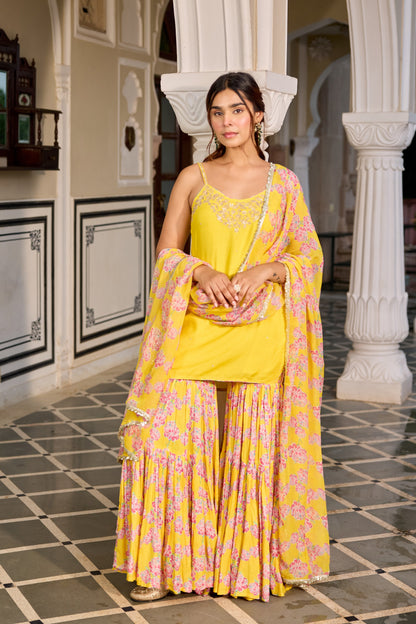 Kurkum Yellow SHARARA SET