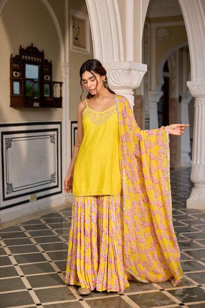 Kurkum Yellow SHARARA SET