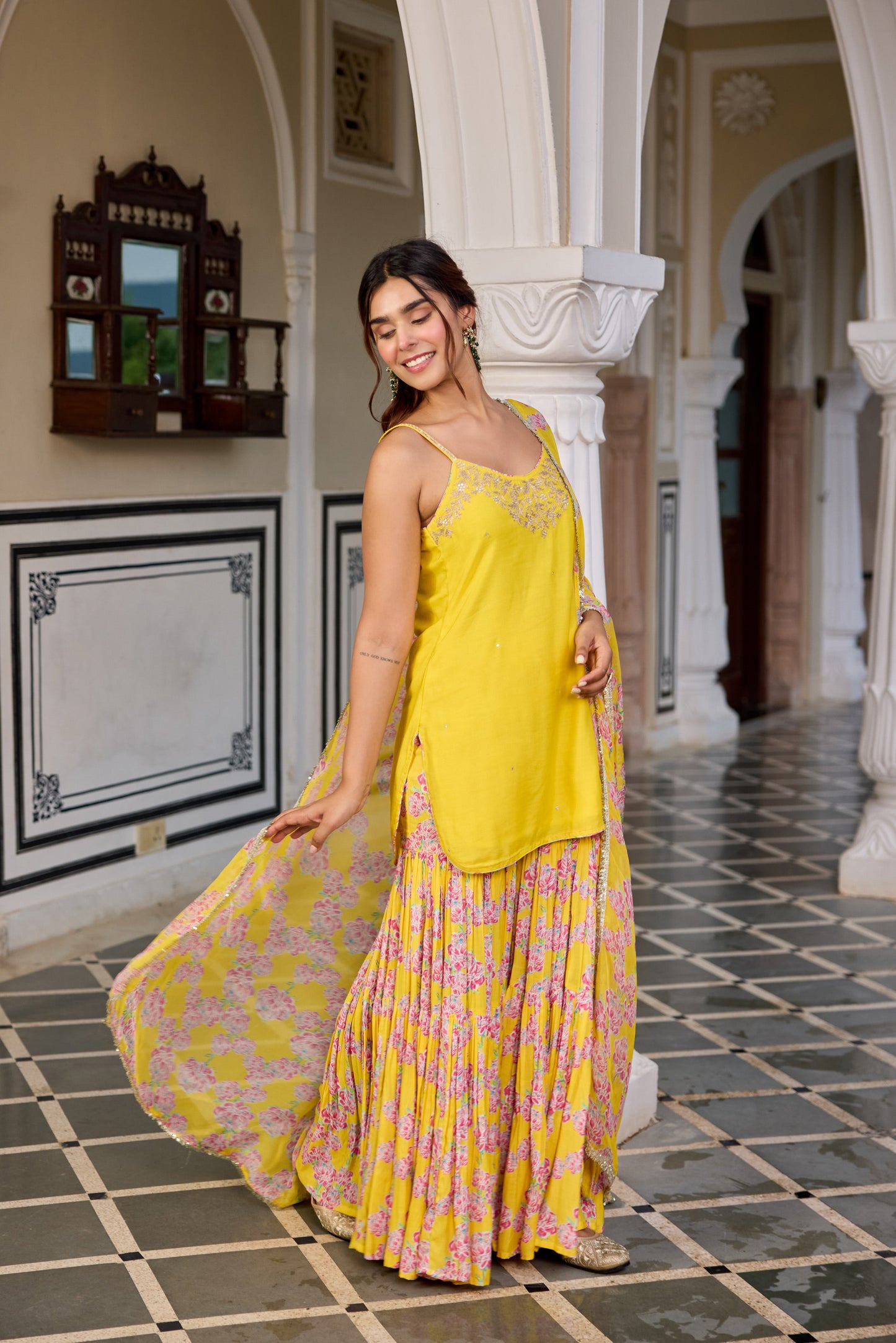 Kurkum Yellow SHARARA SET