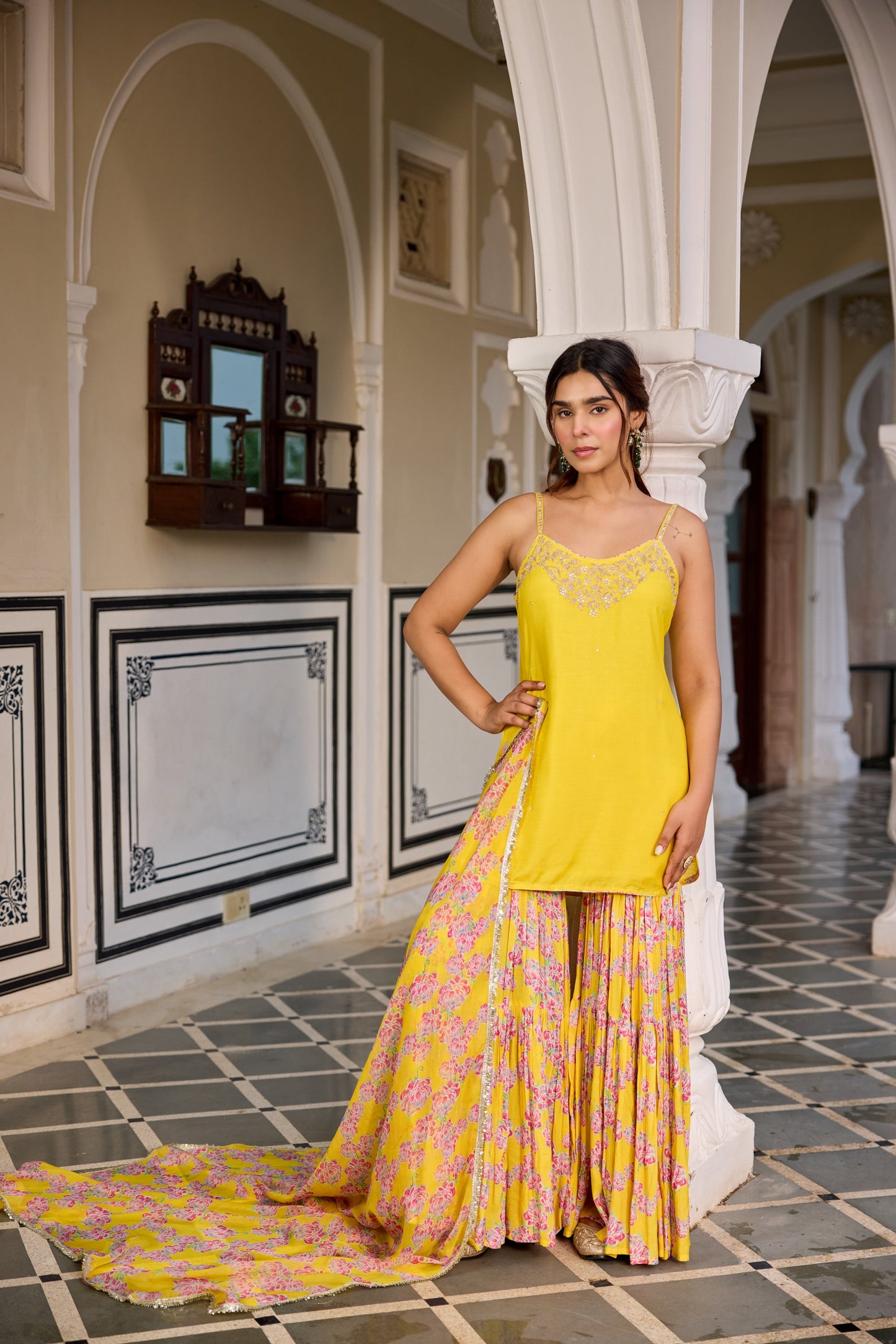 Kurkum Yellow SHARARA SET