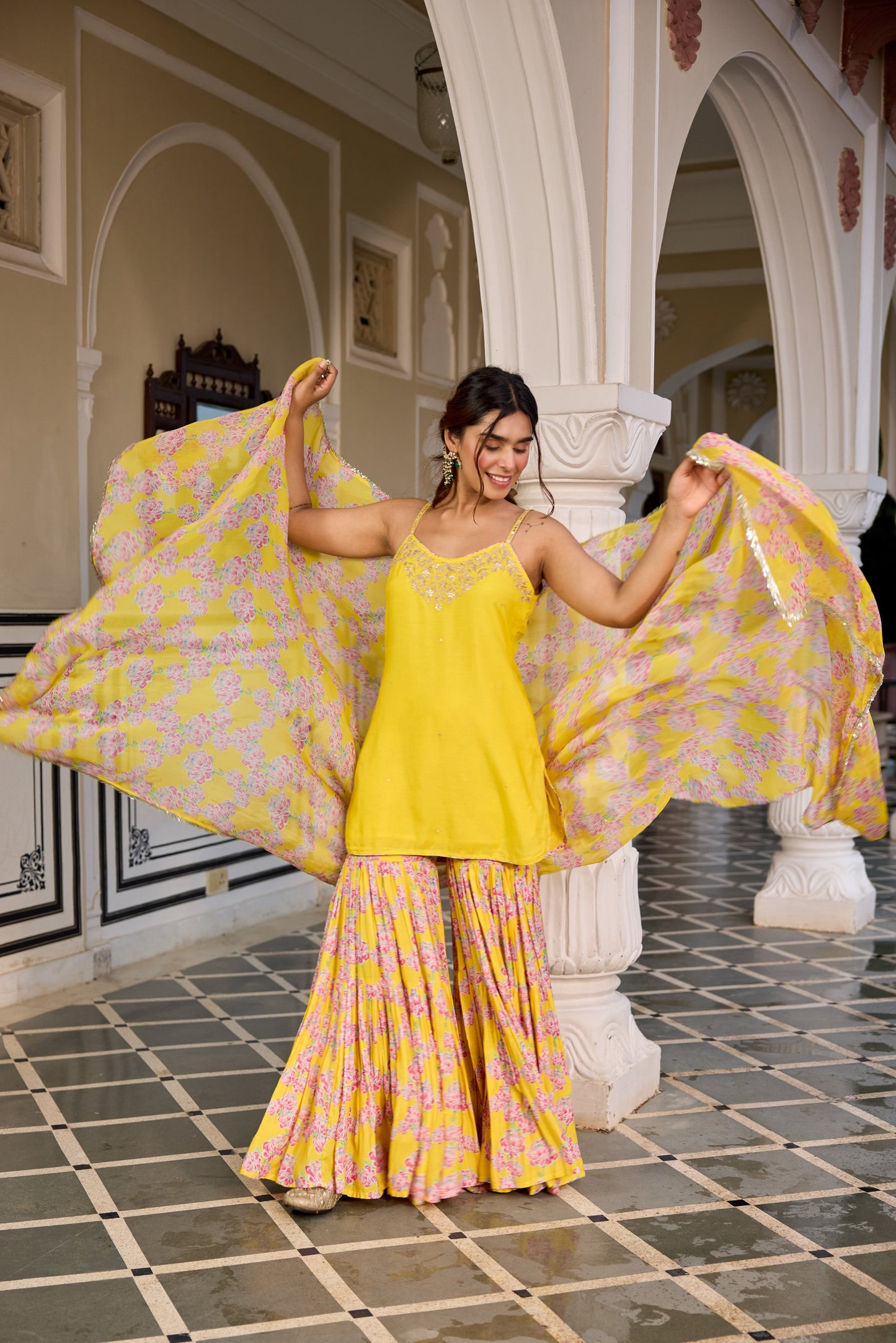 Kurkum Yellow SHARARA SET