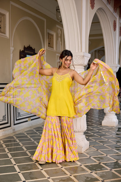 Kurkum Yellow SHARARA SET