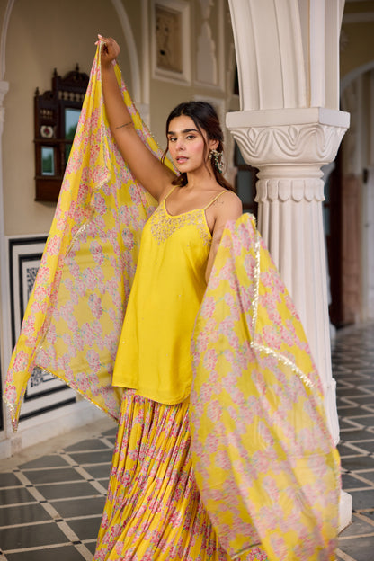 Kurkum Yellow SHARARA SET