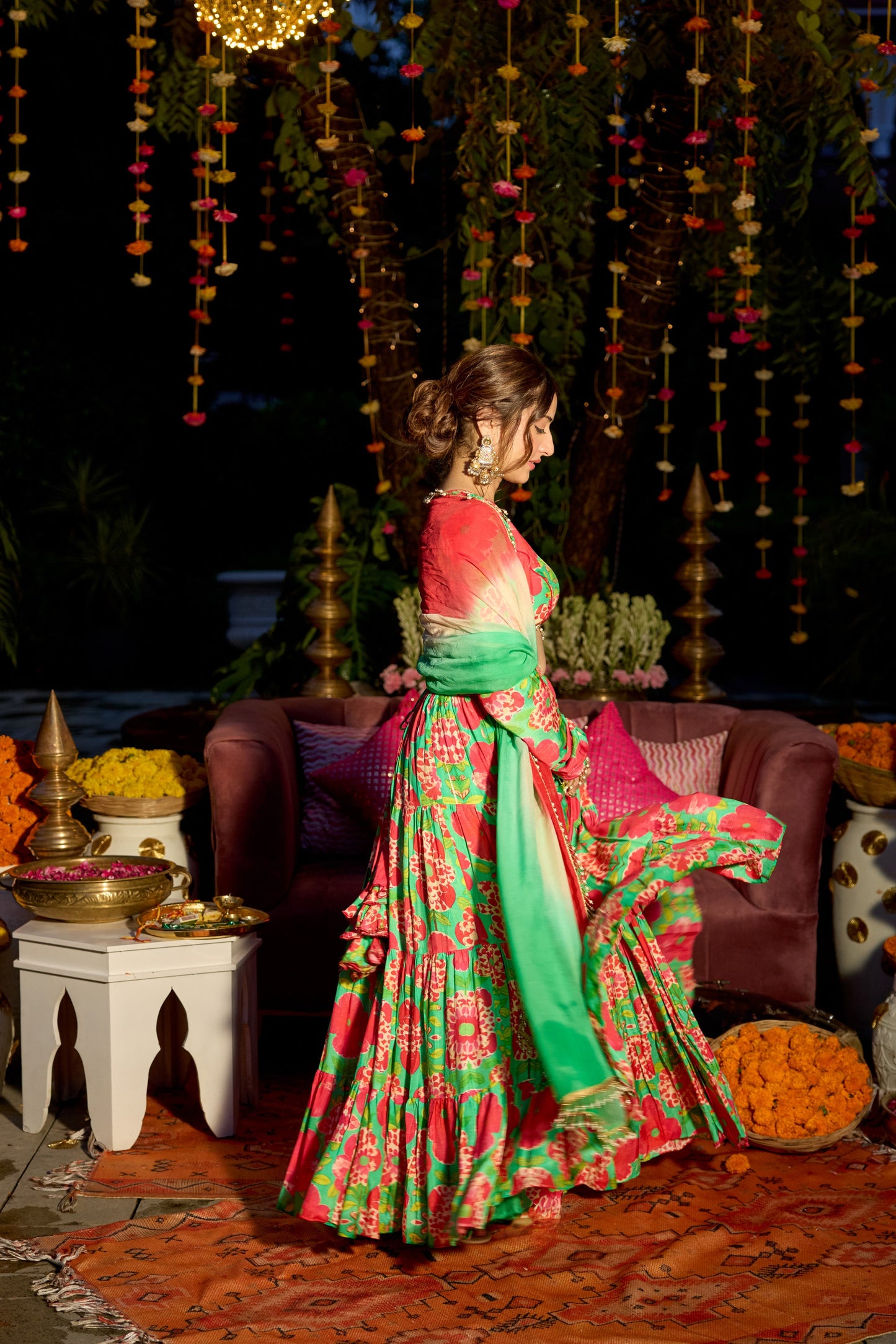 Shamrock Green Printed Lehenga