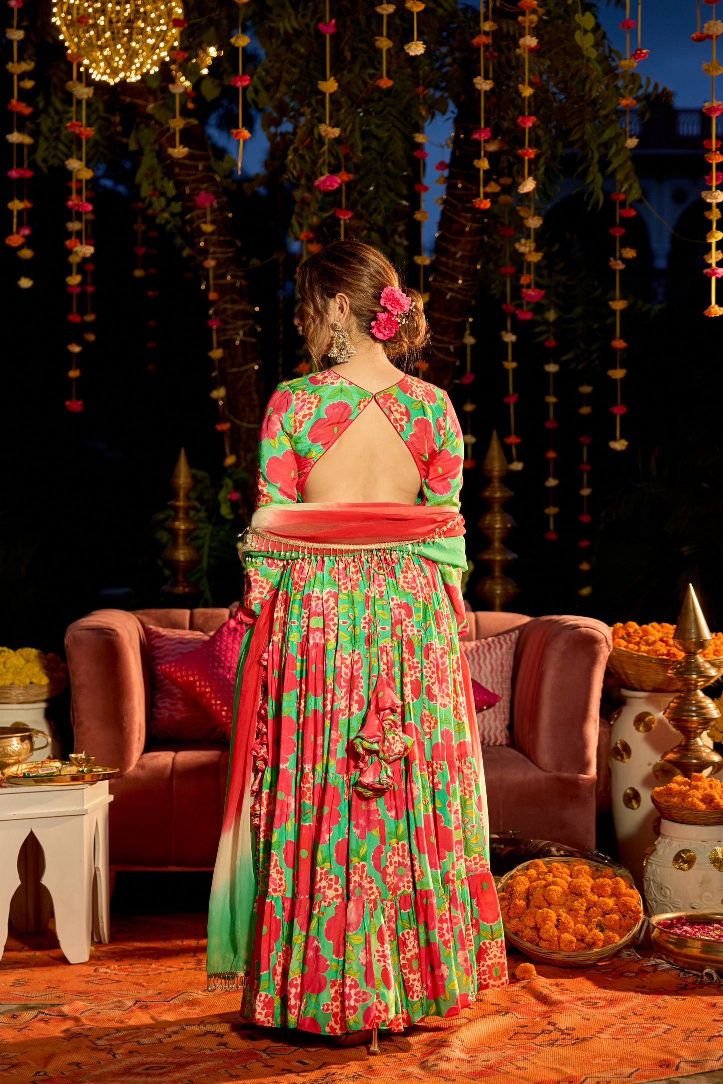 Shamrock Green Printed Lehenga