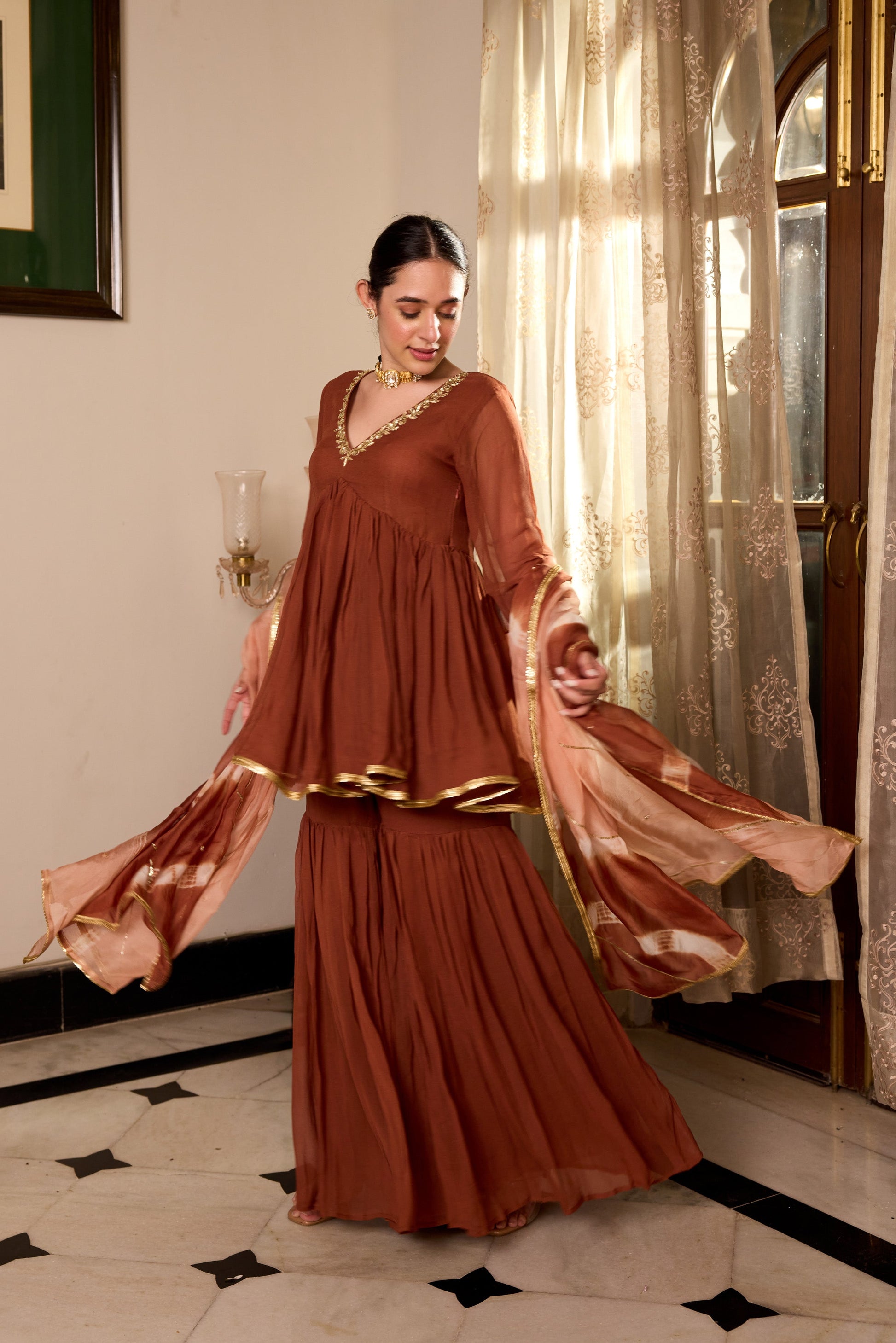 DARK BROWN SHARARA SET S