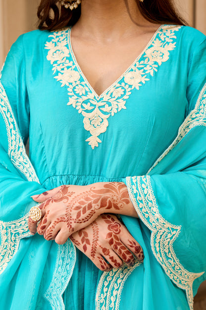 Pakizeh Turquoise Blue Suit Set