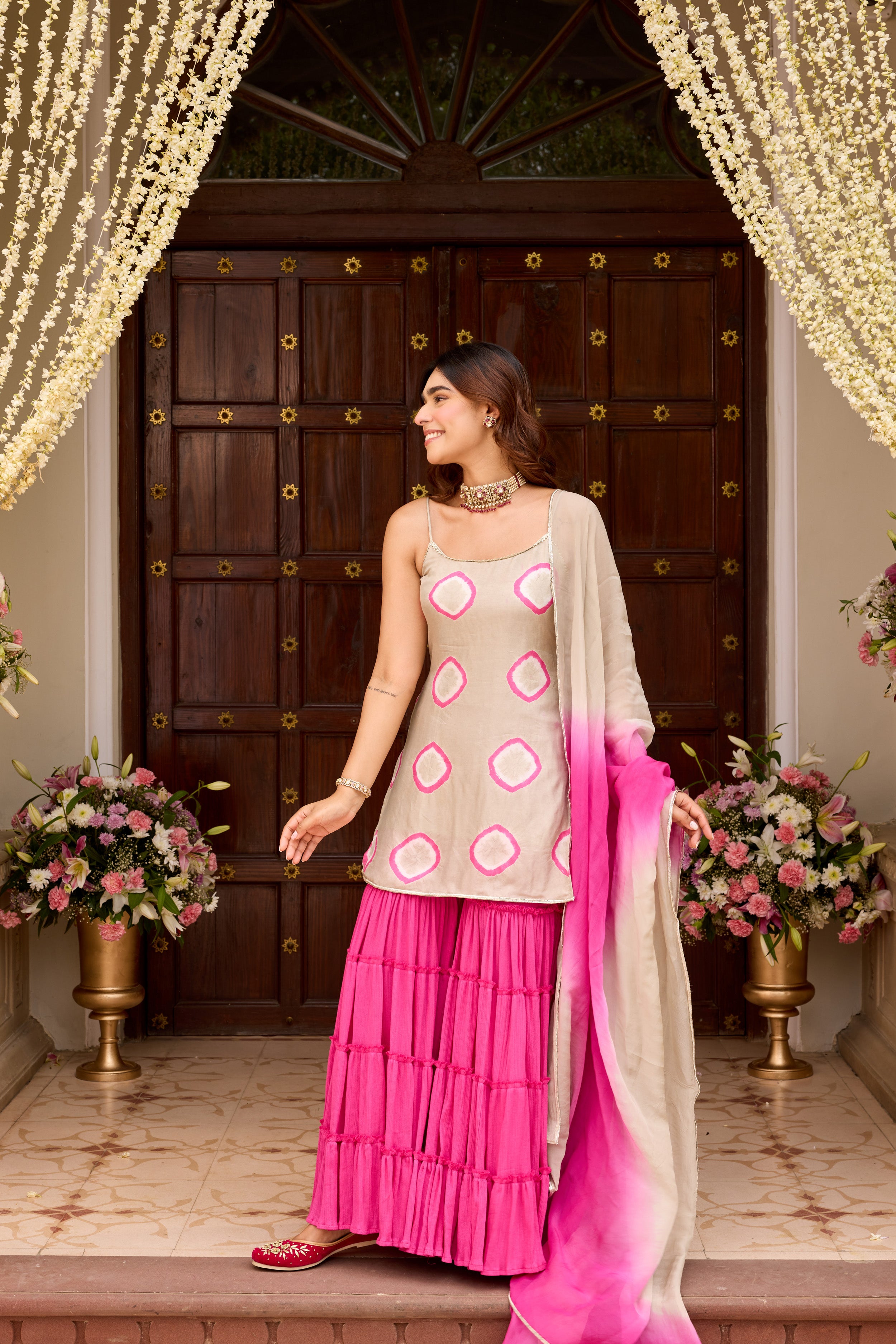 FALAK RANI GRAY SHARARA SET