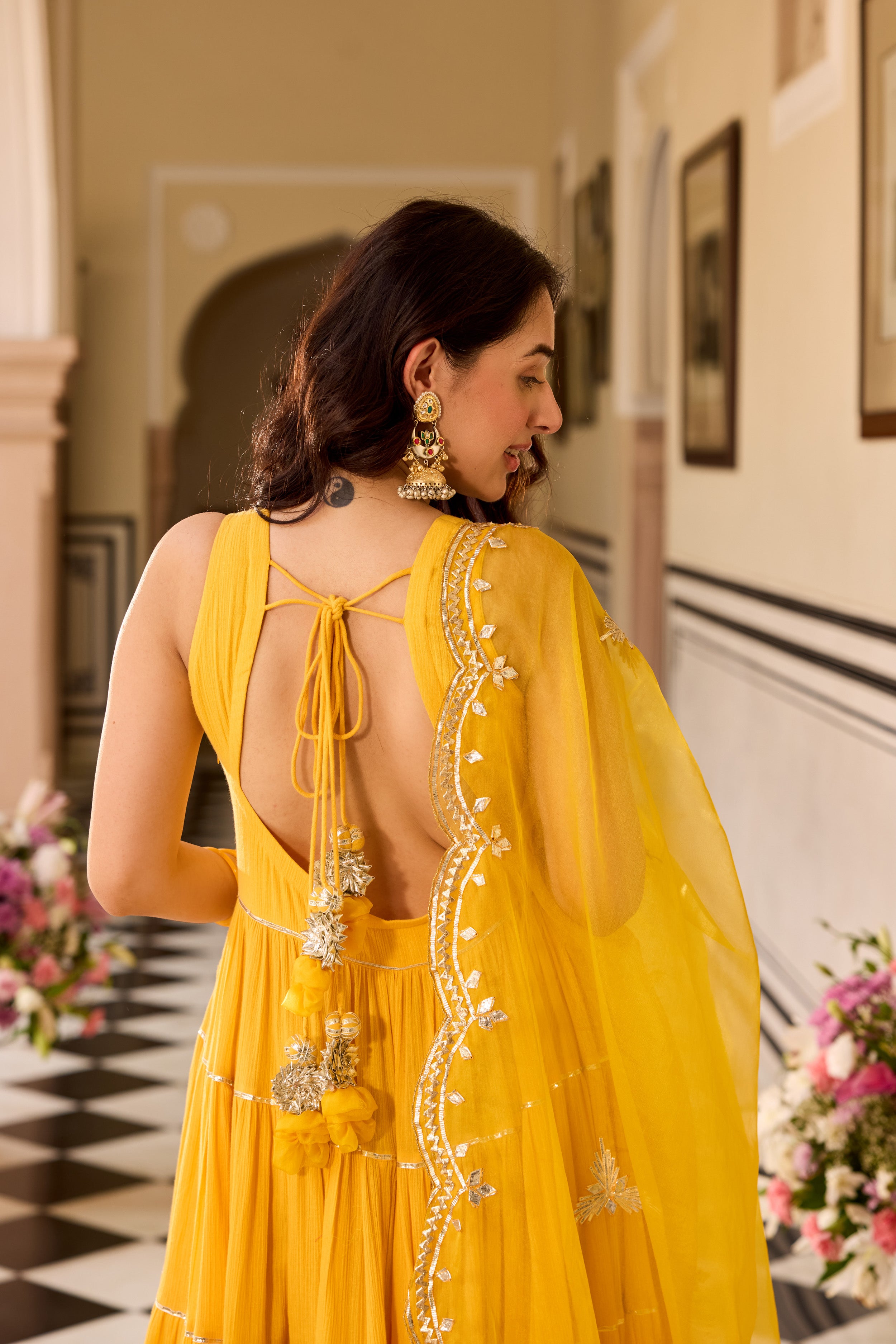 Turmeric yellow Anarkali Suit Set