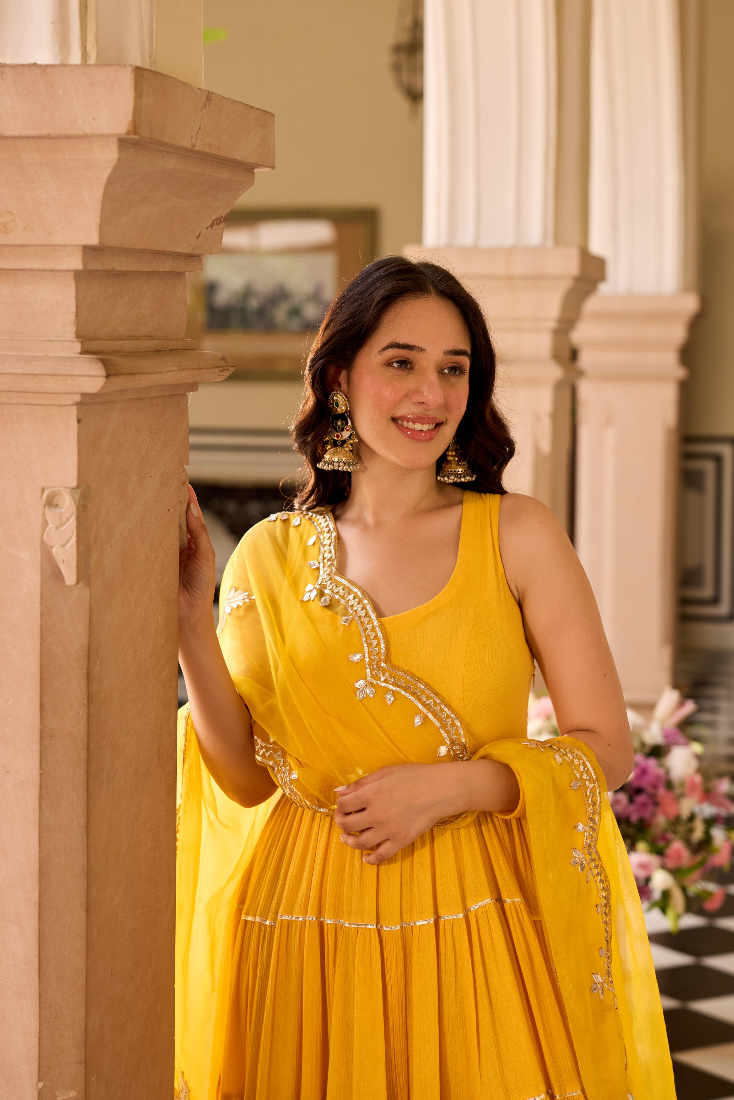 Turmeric yellow Anarkali Suit Set