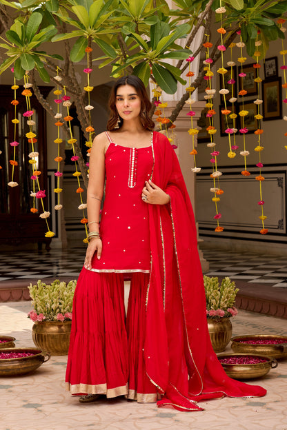 ISHQ RED SHARARA SET