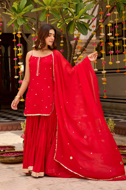 ISHQ RED SHARARA SET