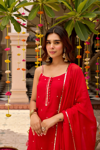 ISHQ RED SHARARA SET