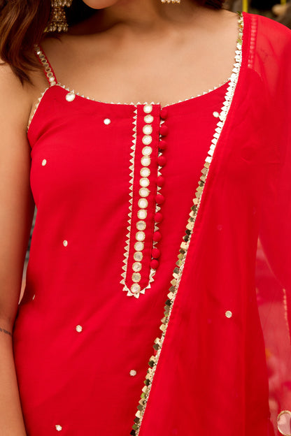 ISHQ RED SHARARA SET