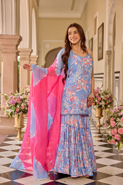 GULSHAN BLUE SHARARA SET