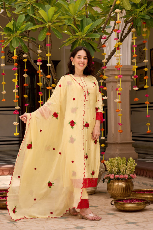 LIME YELLOW Straight Kurta Set