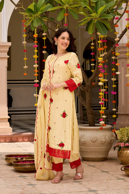 LIME YELLOW Straight Kurta Set