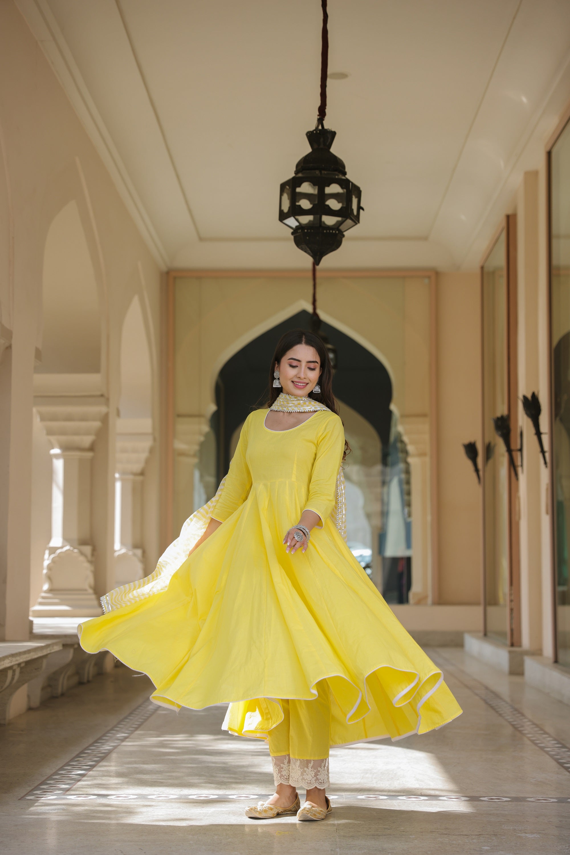 Yellow Daffodil Leheriya Suit Set