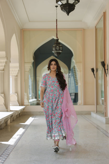 Artic Blue Gota Leheriya Suit Set