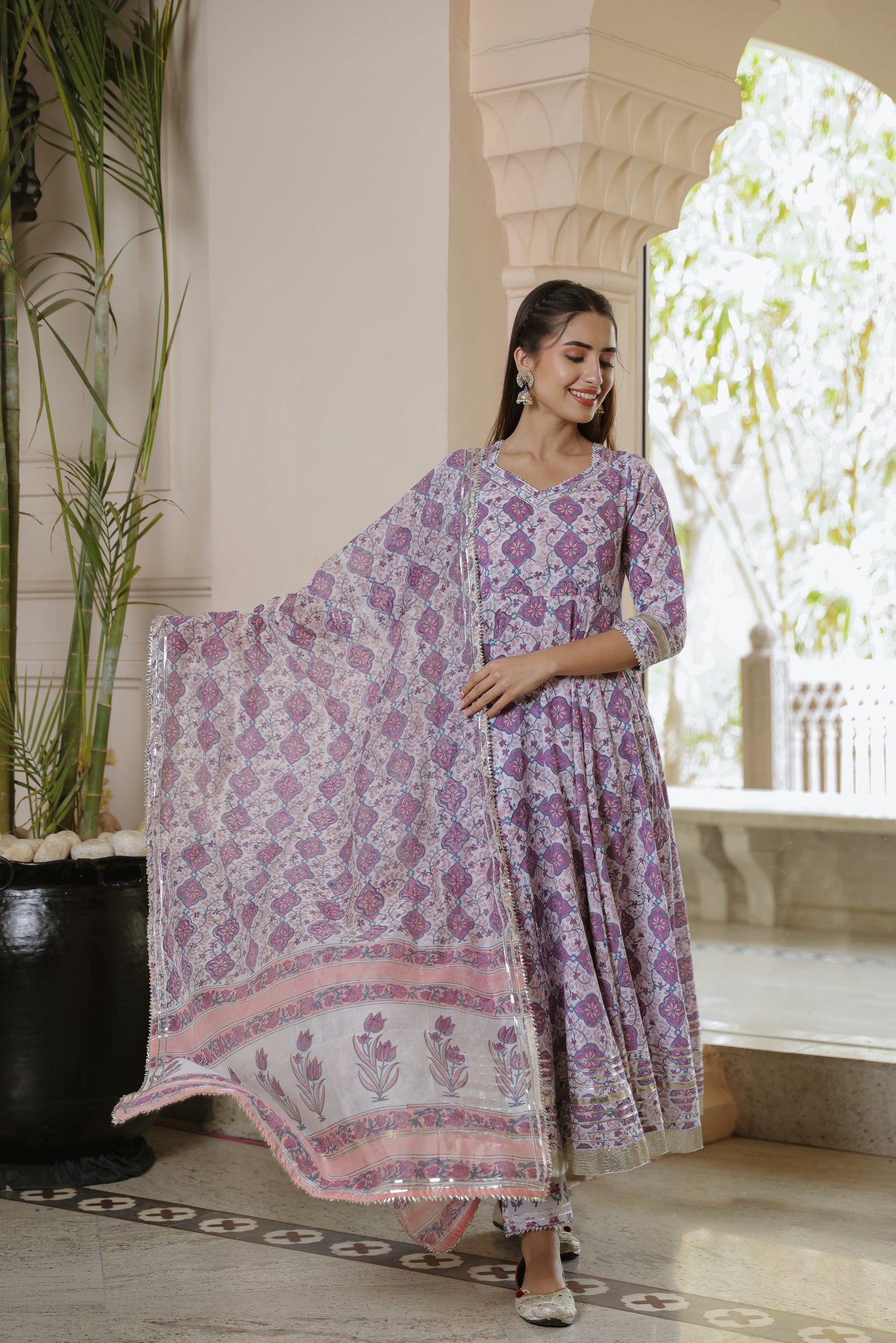 Orchid Handblock Gota Suit Set