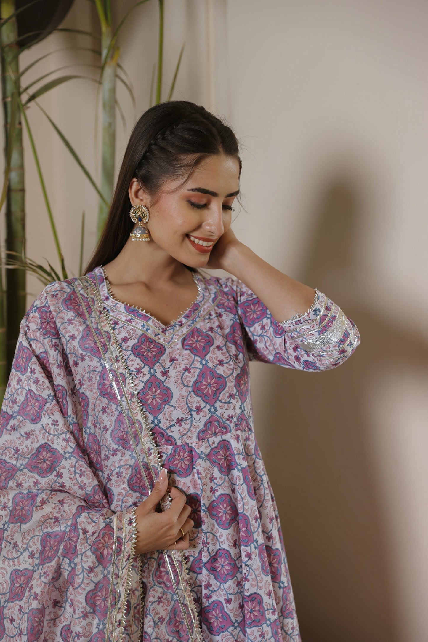 Orchid Handblock Gota Suit Set