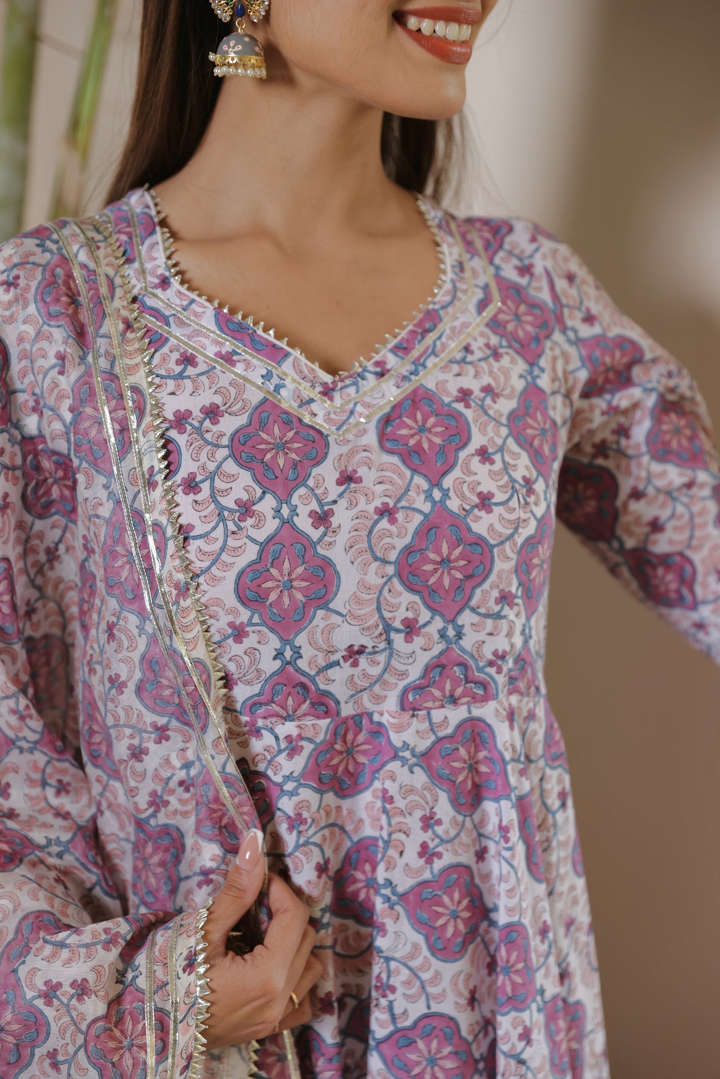 Orchid Handblock Gota Suit Set