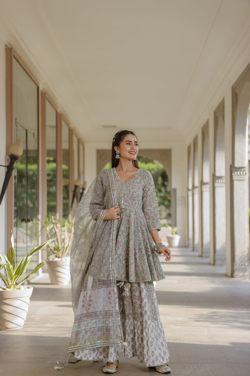 Graphite Grey Handblock Suit Set – Ghoomar Jaipur