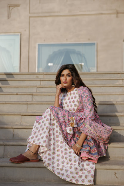 Berry Pink Handblock Sharara Set