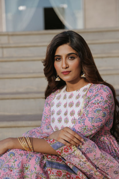 Berry Pink Handblock Sharara Set