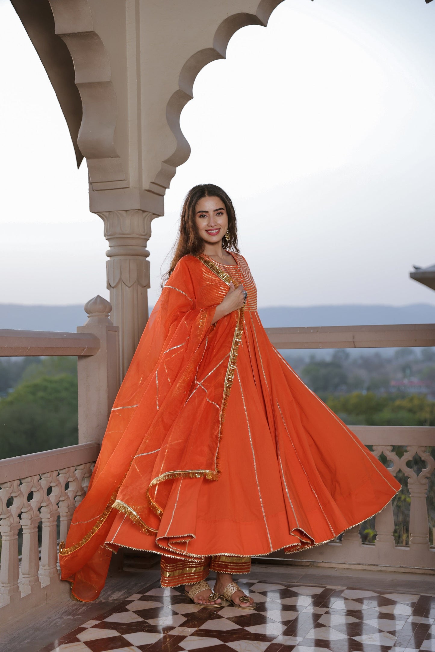 Squash Orange Gota Suit Set