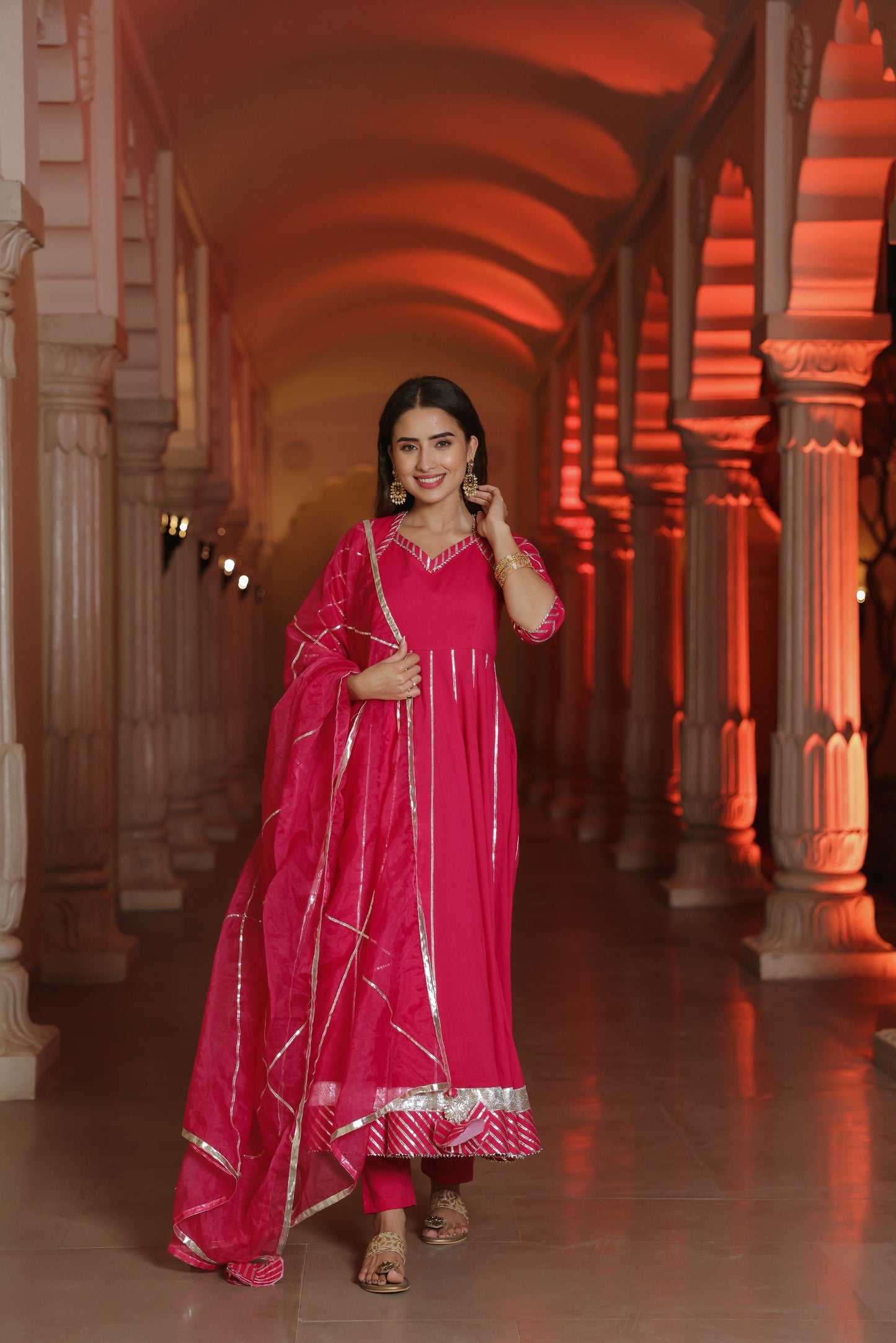 Fuchsia Pink Gota Suit Set