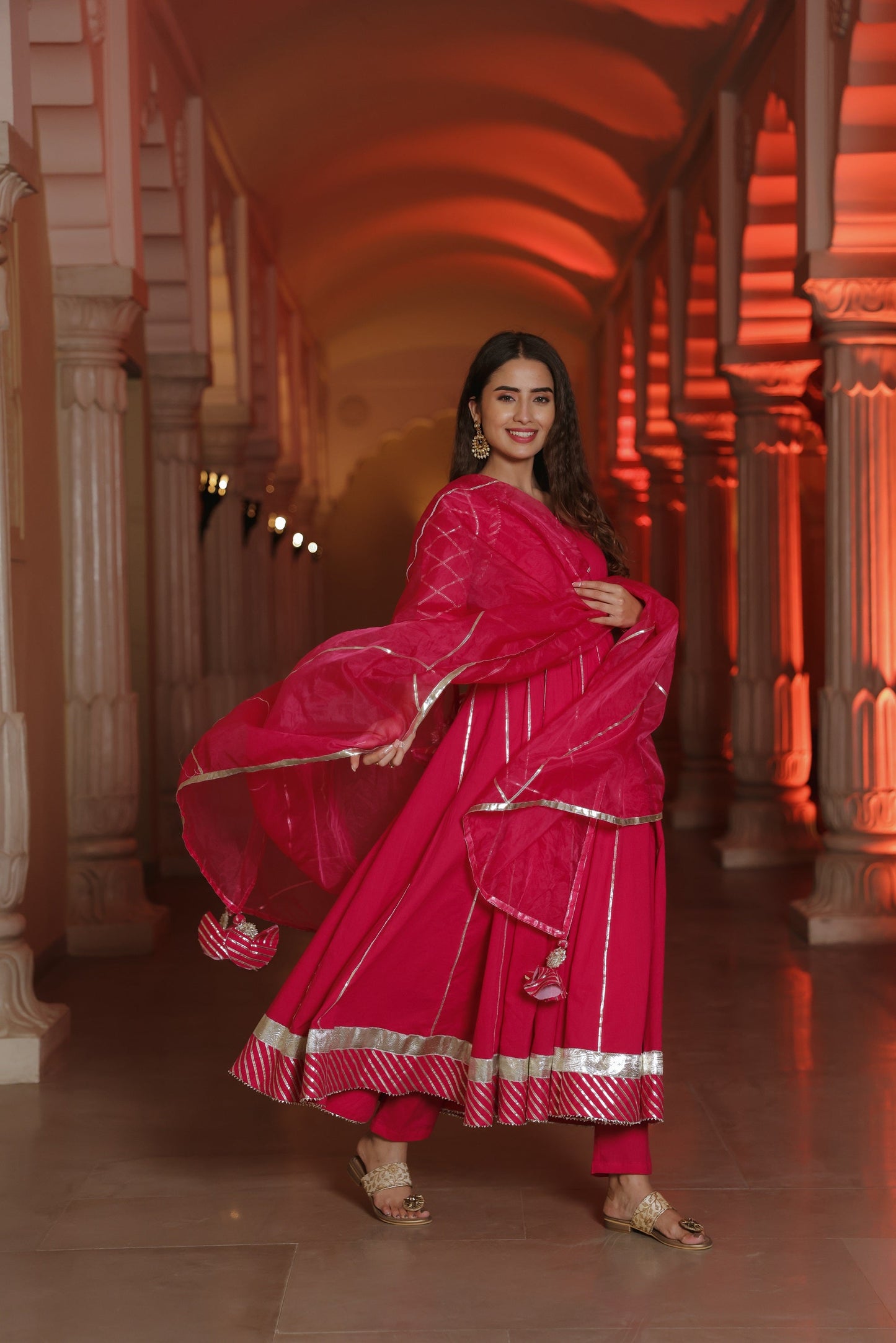 Fuchsia Pink Gota Suit Set