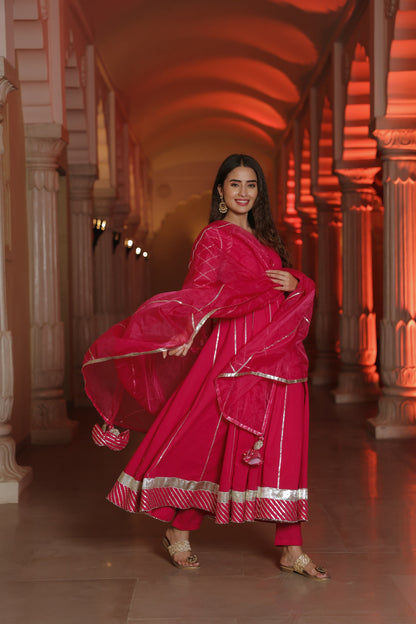 Fuchsia Pink Gota Suit Set