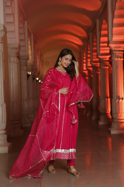 Fuchsia Pink Gota Suit Set