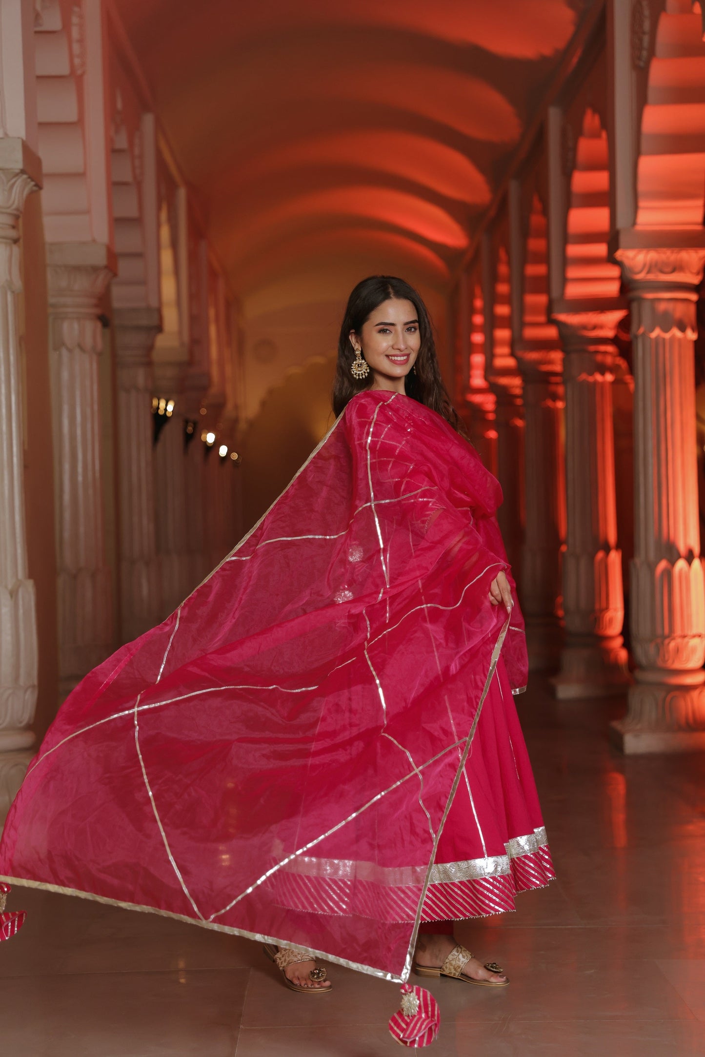 Fuchsia Pink Gota Suit Set