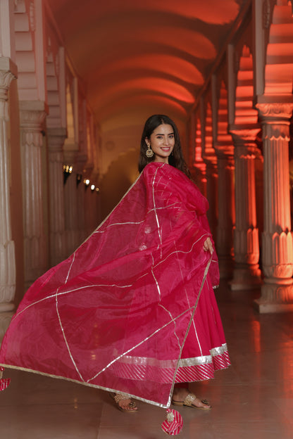 Fuchsia Pink Gota Suit Set